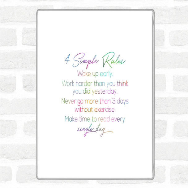 4 Simple Rules Rainbow Quote Jumbo Fridge Magnet