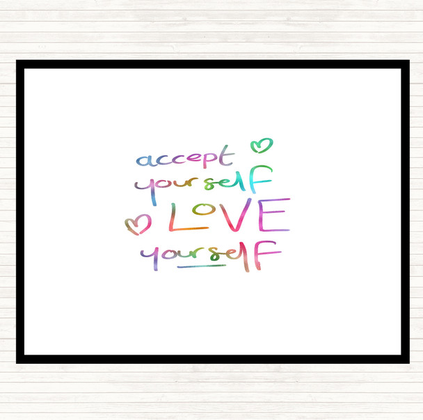 Accept Yourself Rainbow Quote Mouse Mat Pad