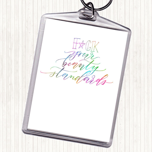 Beauty Standards Rainbow Quote Bag Tag Keychain Keyring