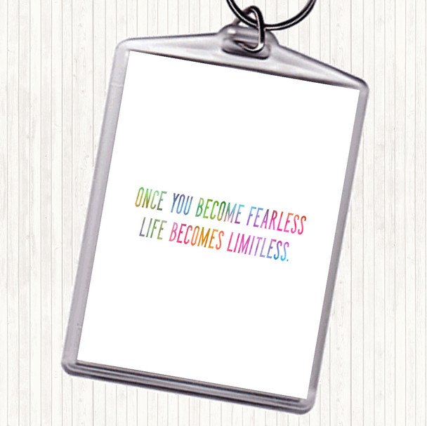 Become Fearless Rainbow Quote Bag Tag Keychain Keyring