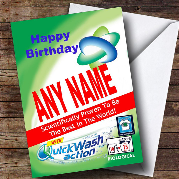 Funny Joke Spoof Washing Powder Personalised Birthday Card