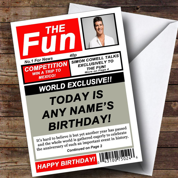 Funny Joke Spoof Newspaper Personalised Birthday Card