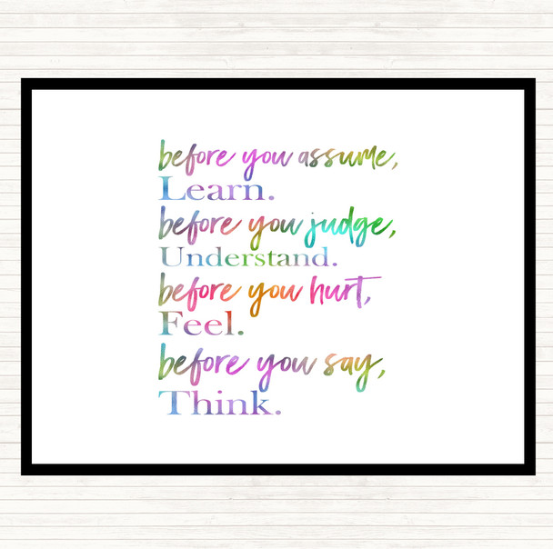 Before You Judge Rainbow Quote Dinner Table Placemat