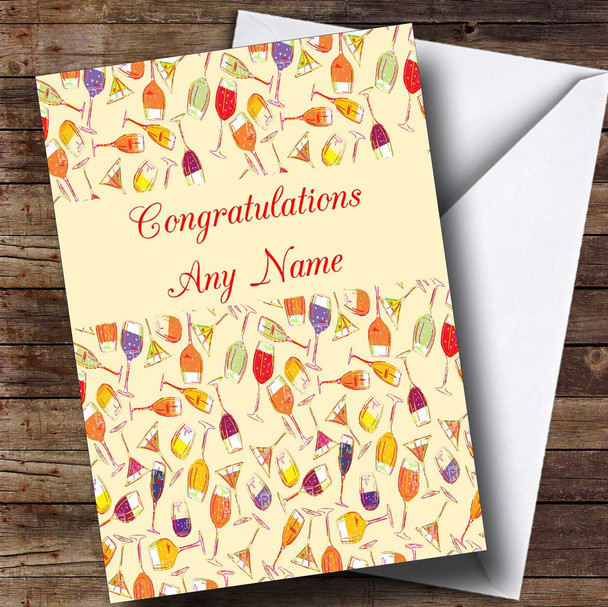 Glasses Of Wine Personalised Congratulations Card
