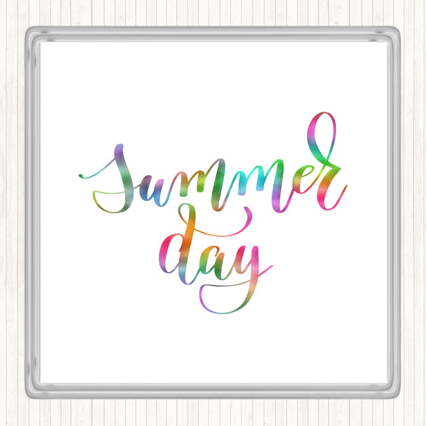 Summer Day Rainbow Quote Drinks Mat Coaster