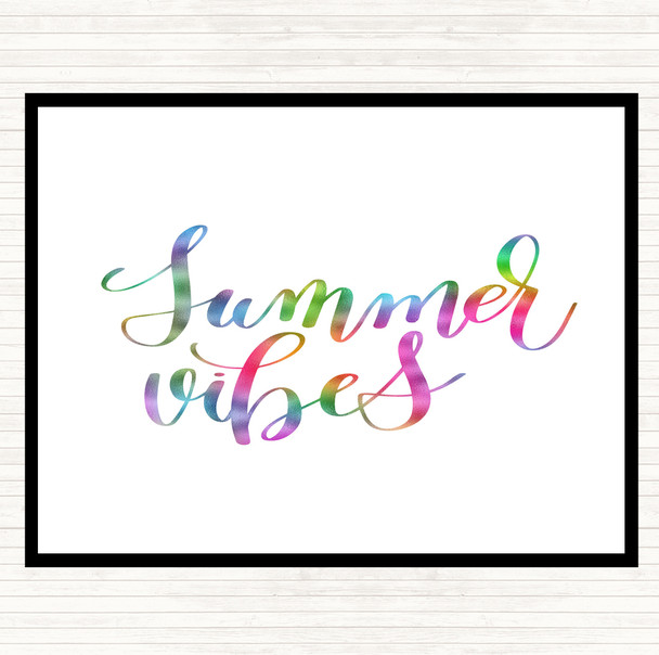 Summer Vibes Rainbow Quote Dinner Table Placemat