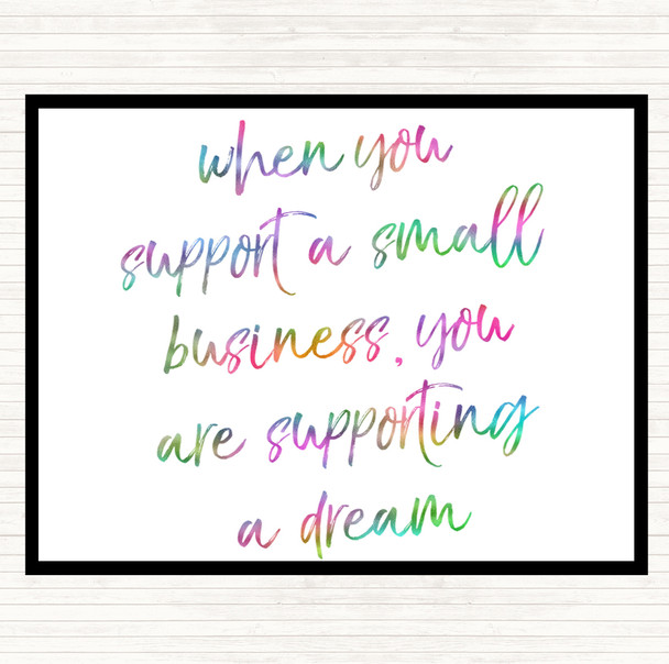 Support A Small Business Rainbow Quote Dinner Table Placemat