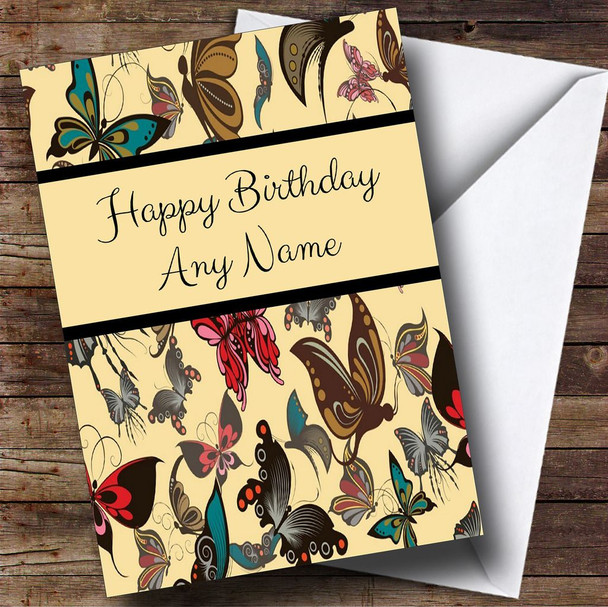 Stunning Vintage Butterfly Deco Personalised Birthday Card