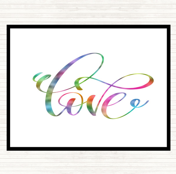 Swirly Love Rainbow Quote Dinner Table Placemat