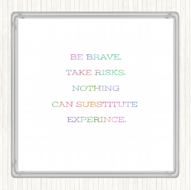 Take Risks Rainbow Quote Drinks Mat Coaster