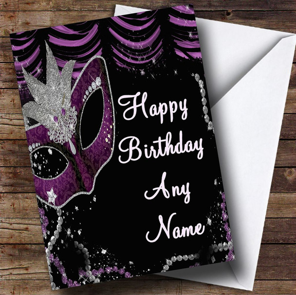 Masquerade Purple Personalised Birthday Card