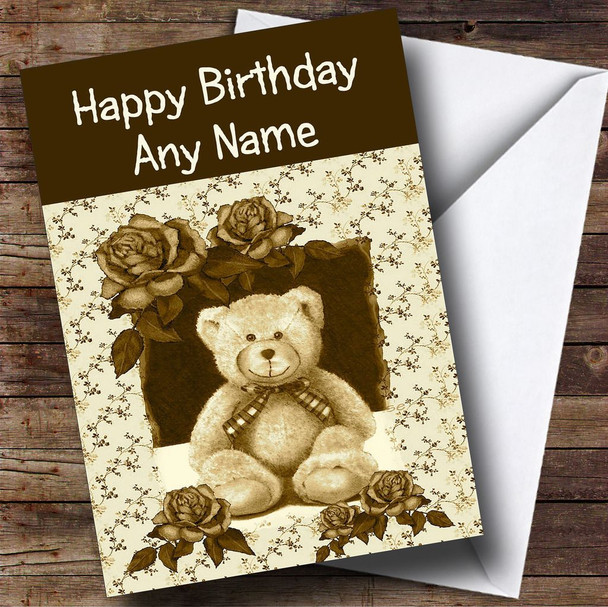 Vintage Teddy Bear Personalised Birthday Card