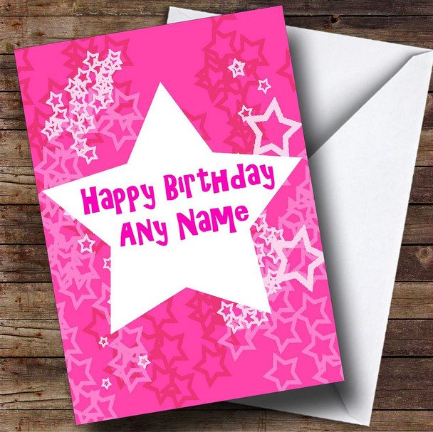 Pink Big Star Personalised Birthday Card