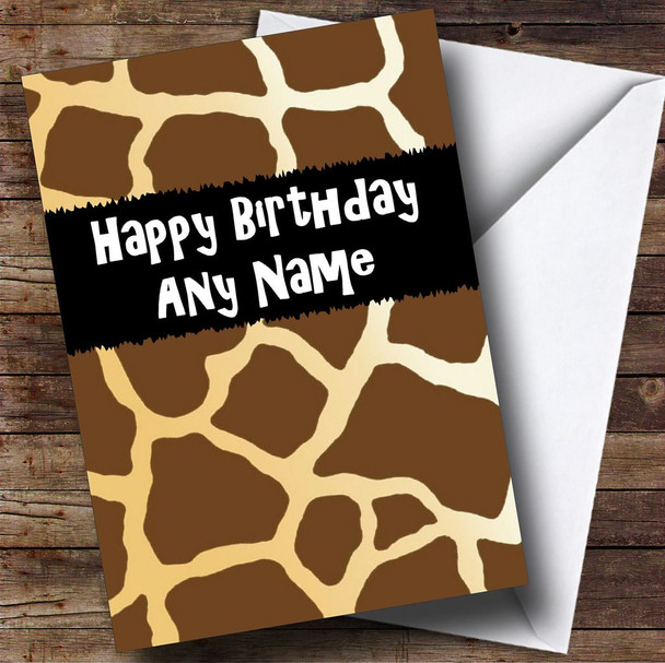 Giraffe Animal Print Personalised Birthday Card