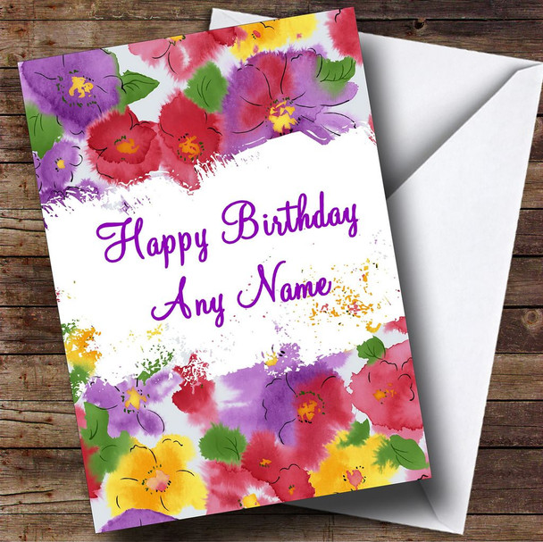 Pretty Flower Pattern Personalised Birthday Card