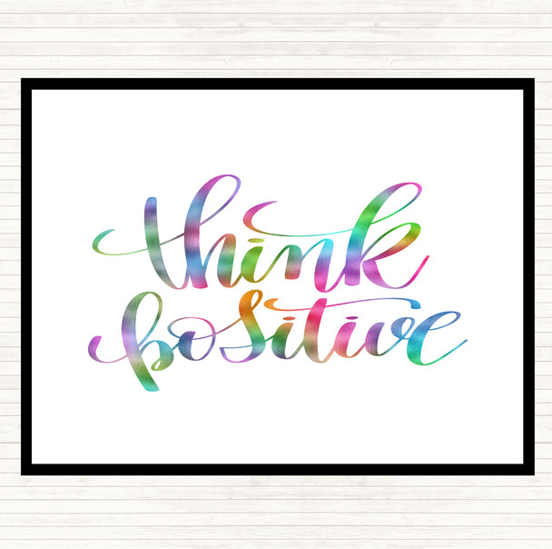 Think Positive Rainbow Quote Mouse Mat Pad