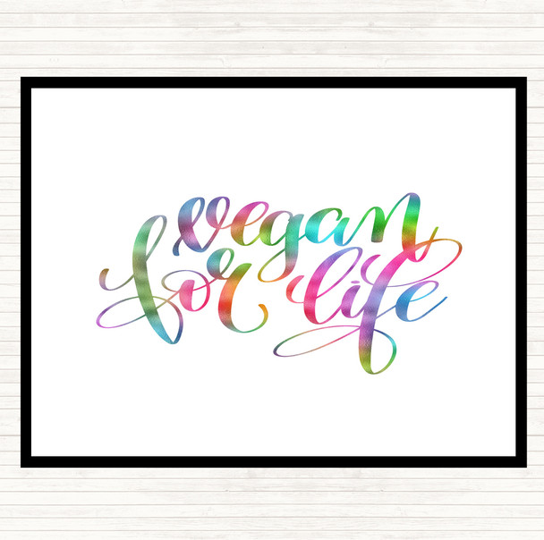 Vegan For Life Rainbow Quote Mouse Mat Pad
