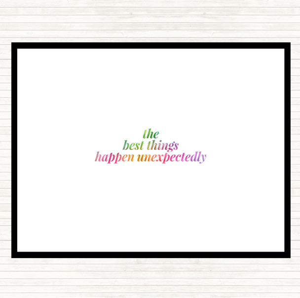 Best Things Happen Unexpectedly Rainbow Quote Mouse Mat Pad
