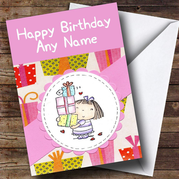 Pink Birthday Girl Personalised Birthday Card