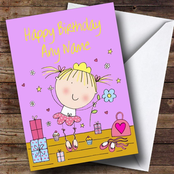 Lilac Birthday Girl Personalised Birthday Card