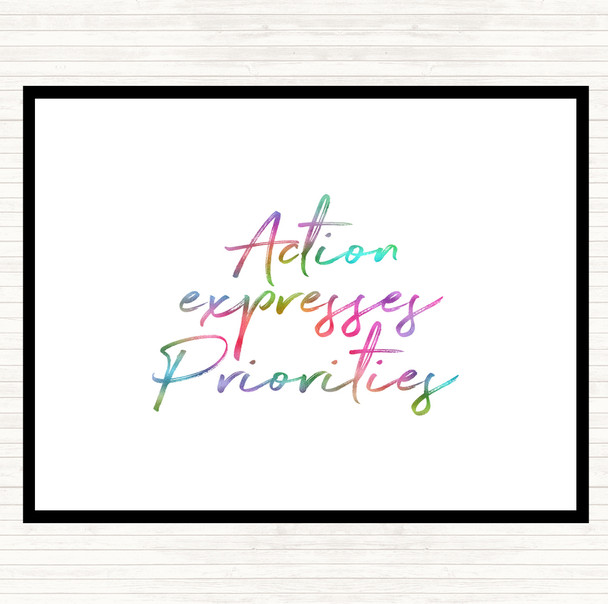 Action Expresses Priorities Rainbow Quote Mouse Mat Pad