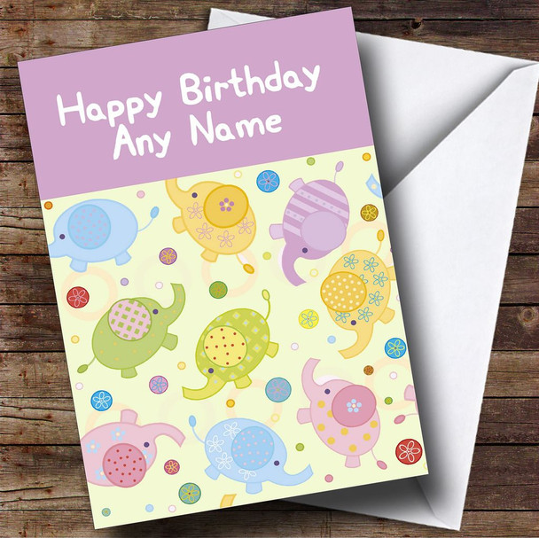 Cute Baby Elephants Personalised Birthday Card