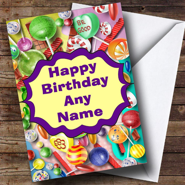 Colourful Kids Sweets Personalised Birthday Card