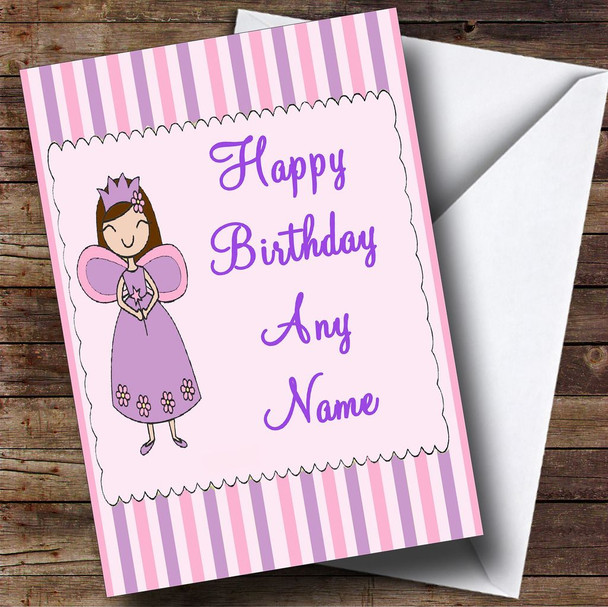 Candy Stripe Fairy Personalised Birthday Card
