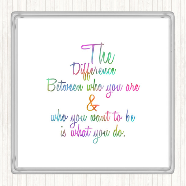 Who You Are Rainbow Quote Drinks Mat Coaster