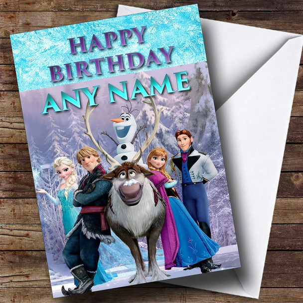 Frozen Characters Elsa Anna Hans Kristoff Olaf Sven Personalised Birthday Card