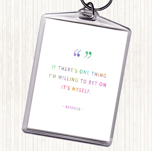 Bet On Myself Rainbow Quote Bag Tag Keychain Keyring