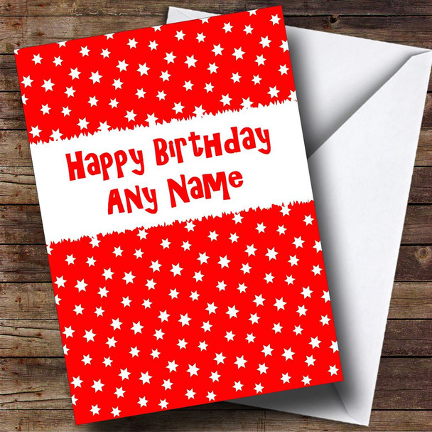 Red & White Stars Personalised Birthday Card