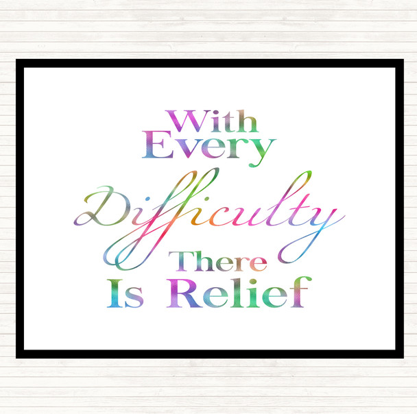 With Every Difficulty Rainbow Quote Mouse Mat Pad