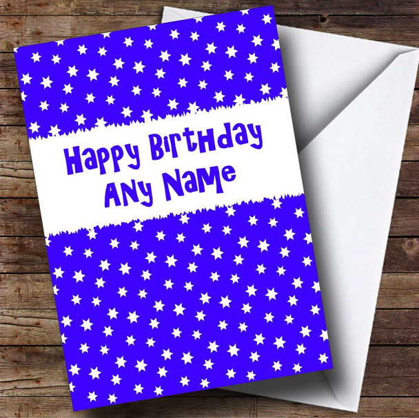 Blue & White Stars Personalised Birthday Card
