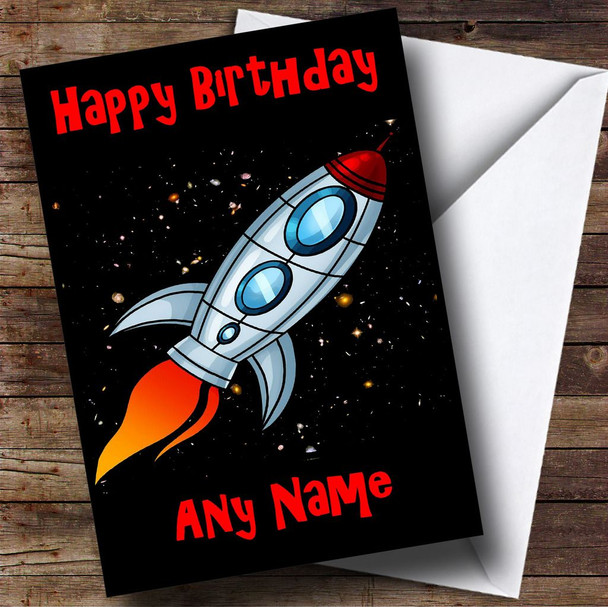 Rocket At Night Personalised Birthday Card