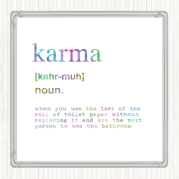 Word Definition Karma Rainbow Quote Drinks Mat Coaster