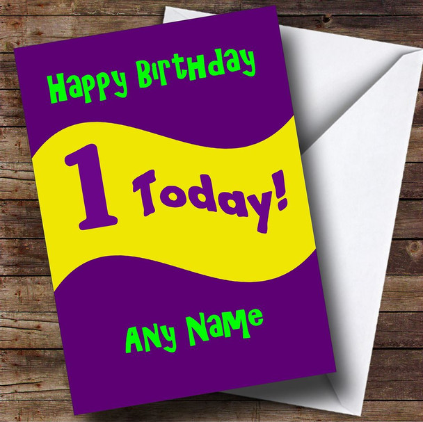 Purple And Yellow Any Age Personalised Birthday Card