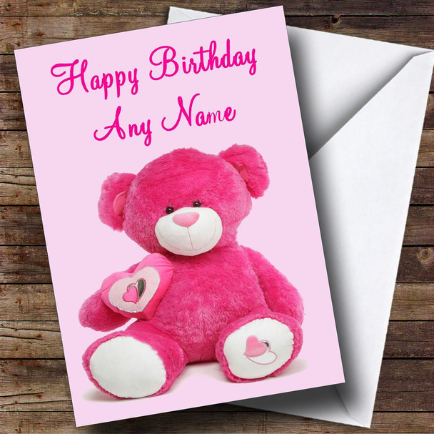 Big Pink Teddy Personalised Birthday Card