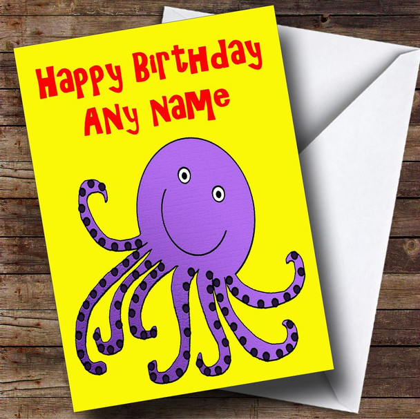 Octopus Cartoon Personalised Birthday Card