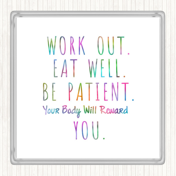 Work Out Rainbow Quote Drinks Mat Coaster