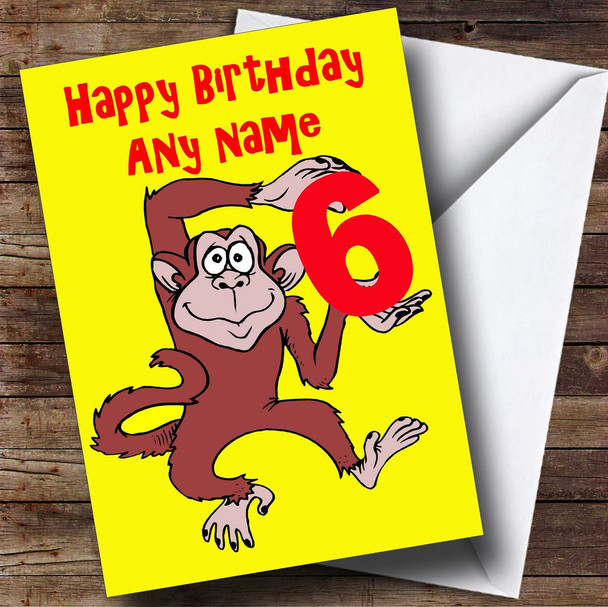 Monkey Cartoon Holding Number Personalised Birthday Card