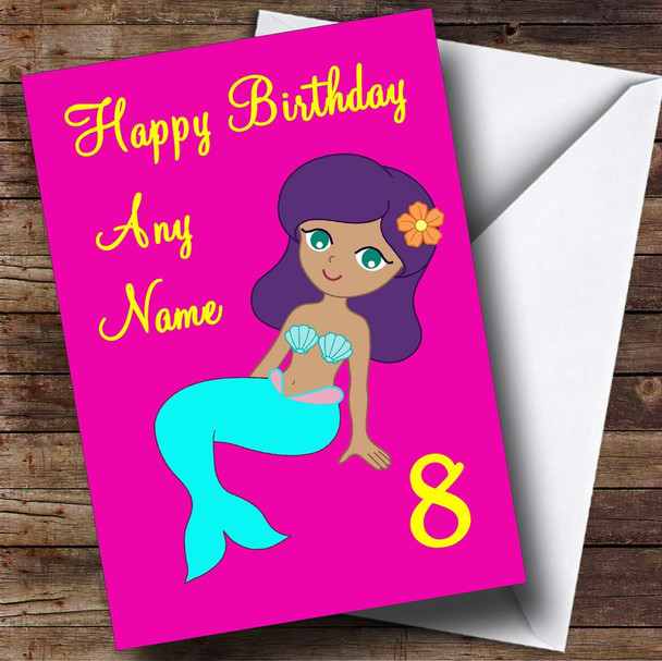 Mermaid Cartoon Personalised Birthday Card