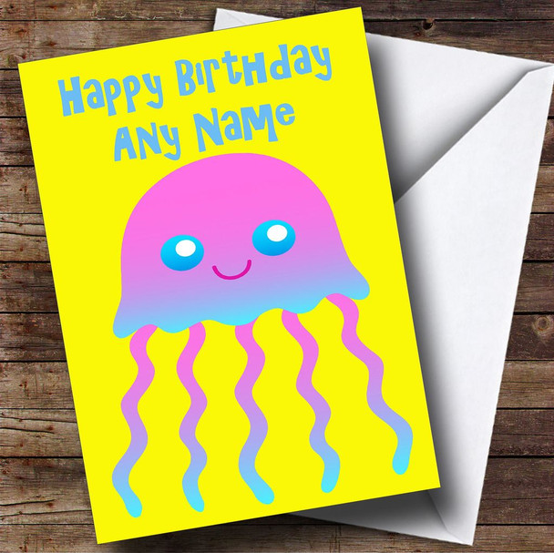 Jellyfish Cartoon Personalised Birthday Card