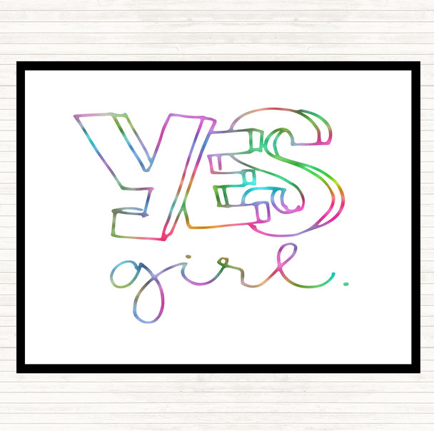 Yes Girl Rainbow Quote Mouse Mat Pad