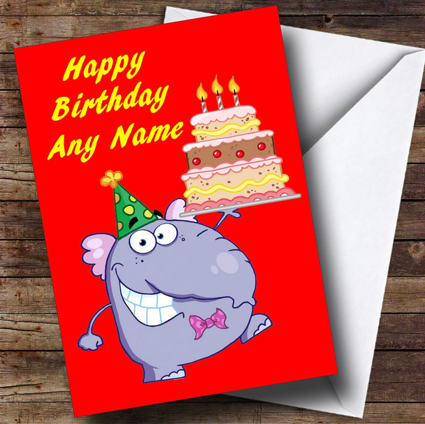 Cartoon Elephant Personalised Birthday Card
