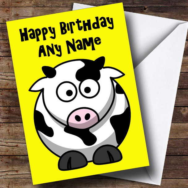 Cartoon Cow Personalised Birthday Card