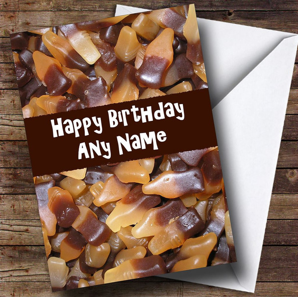 Cola Bottle Sweets Personalised Birthday Card