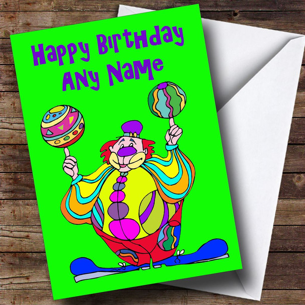 Green Clown Personalised Birthday Card