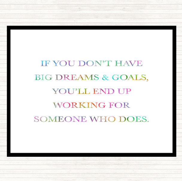 Big Dreams And Goals Rainbow Quote Dinner Table Placemat