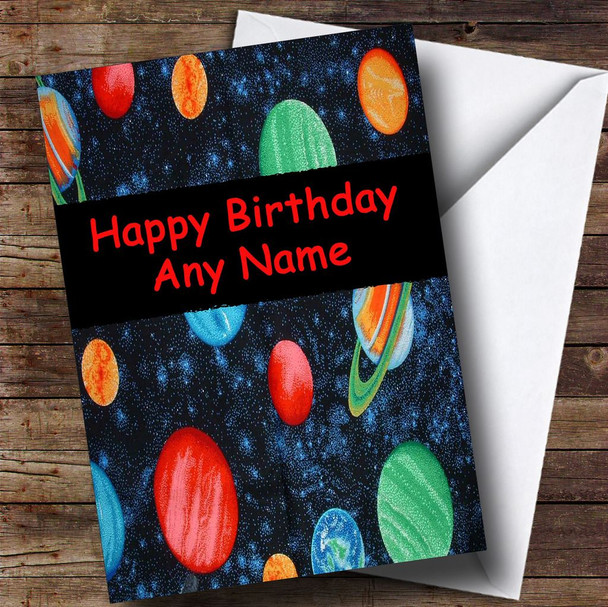 Outer Space Planets Stars Personalised Children's Birthday Card